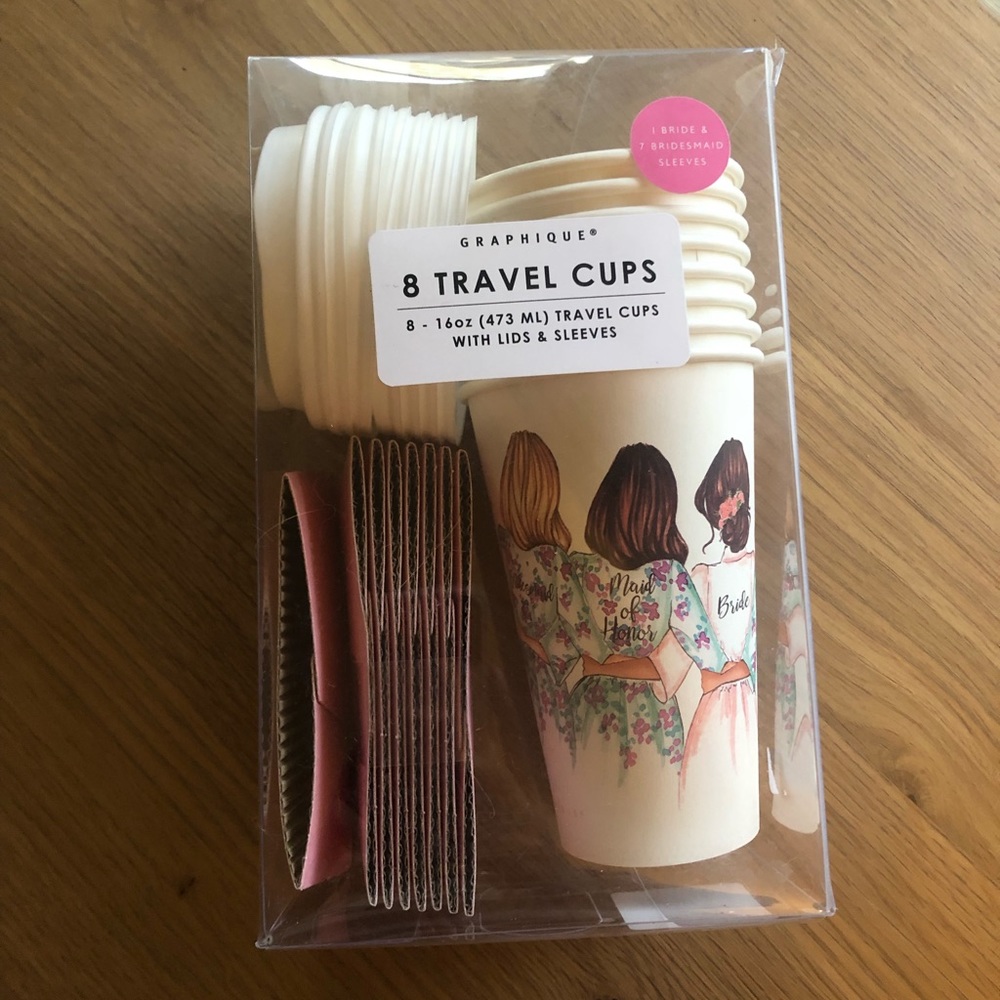 Pack of 8 pink floral bridal coffee cups - New in Box!